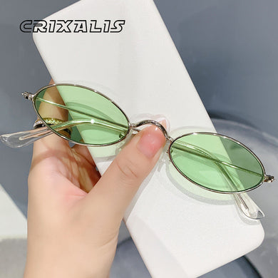 CRIXALIS Oval Sunglasses For Women  Brand Designer Sun Glasses Female Vintage Retro Alloy Shades Ladies UV400