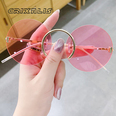 CRIXALIS Rimless Sunglasses Women 2023 Oversized Round Sun Glasses For Female Classic Gothic Shades Ladies UV400