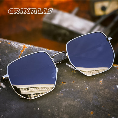 CRIXALIS Metal Polarized Sunglasses For Men  Brand designer Vintage Driving Sun Glasses Male Oversized Anti Glare Shades