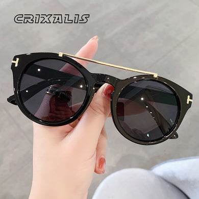 CRIXALIS Retro Round Sunglasses Women Double Beam Design Sun Glasses For Female Vintage Anti Glare Driving Shades Lady UV400