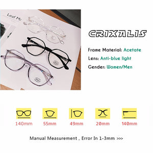 Round Blue Light Blocking Computer Glasses Women Men Ultralight Fashion Optical Myopia Eyeglasses Frames Female UV400