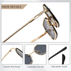 CRIXALIS Small Rectangle Sunglasses For Men Metal Steampunk Sun Glasses Male Anti Glare Shades Women UV400 zonnebril heren