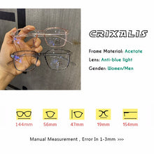 Load image into Gallery viewer, CRIXALIS Square Anti Blue Light Blocking Computer Glasses Female Male Retro Clear Optical Myopia Eyeglass Frame For Women UV400