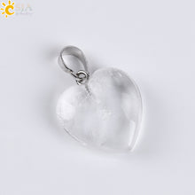 Carica l&#39;immagine nel visualizzatore di Gallery, CSJA Natural Gem Stone Love Heart Necklaces &amp; Pendant for Lover Pink Quartz Lapis Lazuli White Crystal Onyx Healing Jewelry E594