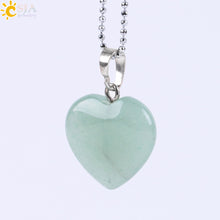 Carica l&#39;immagine nel visualizzatore di Gallery, CSJA Natural Gem Stone Love Heart Necklaces &amp; Pendant for Lover Pink Quartz Lapis Lazuli White Crystal Onyx Healing Jewelry E594