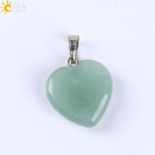 Carica l&#39;immagine nel visualizzatore di Gallery, CSJA Natural Gem Stone Love Heart Necklaces &amp; Pendant for Lover Pink Quartz Lapis Lazuli White Crystal Onyx Healing Jewelry E594