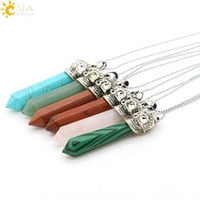 Carica l&#39;immagine nel visualizzatore di Gallery, Real Raw Pink Purple Gem Crystal Necklace Hexagonal Bullet Reiki Chakra Natural Stone Necklace Pendant Women Jewelry E056