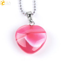 Load image into Gallery viewer, CSJA New Arrival Natural Agates Gem Stone Colors of E594 Love Heart Pendants &amp; Necklaces for Women Girls Lover Lovely Gift E851
