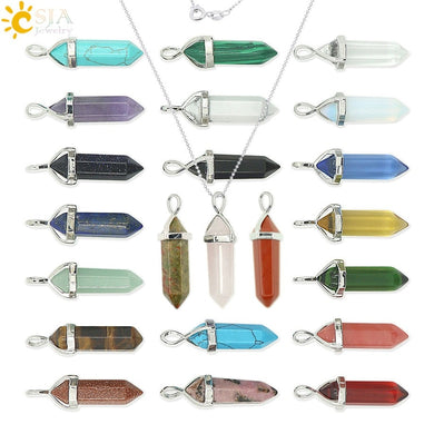 Real Raw Pink Purple Gem Crystal Necklace Hexagonal Bullet Reiki Chakra Natural Stone Necklace Pendant Women Jewelry E056