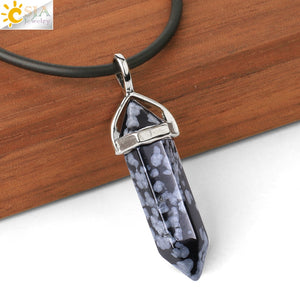 Real Raw Pink Purple Gem Crystal Necklace Hexagonal Bullet Reiki Chakra Natural Stone Necklace Pendant Women Jewelry E056