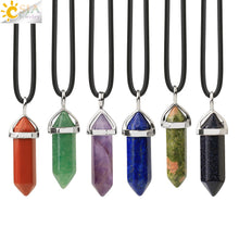 Carica l&#39;immagine nel visualizzatore di Gallery, Real Raw Pink Purple Gem Crystal Necklace Hexagonal Bullet Reiki Chakra Natural Stone Necklace Pendant Women Jewelry E056