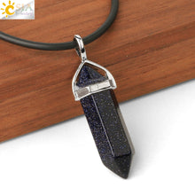 Carica l&#39;immagine nel visualizzatore di Gallery, Real Raw Pink Purple Gem Crystal Necklace Hexagonal Bullet Reiki Chakra Natural Stone Necklace Pendant Women Jewelry E056