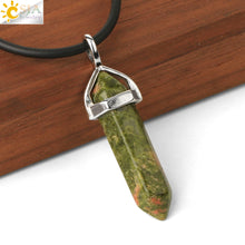 Carica l&#39;immagine nel visualizzatore di Gallery, Real Raw Pink Purple Gem Crystal Necklace Hexagonal Bullet Reiki Chakra Natural Stone Necklace Pendant Women Jewelry E056