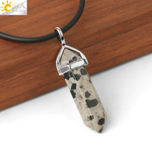 Carica l&#39;immagine nel visualizzatore di Gallery, Real Raw Pink Purple Gem Crystal Necklace Hexagonal Bullet Reiki Chakra Natural Stone Necklace Pendant Women Jewelry E056