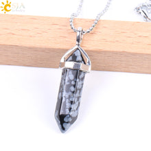 Carica l&#39;immagine nel visualizzatore di Gallery, Real Raw Pink Purple Gem Crystal Necklace Hexagonal Bullet Reiki Chakra Natural Stone Necklace Pendant Women Jewelry E056