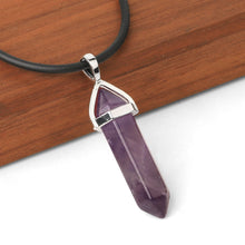 Carica l&#39;immagine nel visualizzatore di Gallery, Real Raw Pink Purple Gem Crystal Necklace Hexagonal Bullet Reiki Chakra Natural Stone Necklace Pendant Women Jewelry E056