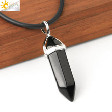 Carica l&#39;immagine nel visualizzatore di Gallery, Real Raw Pink Purple Gem Crystal Necklace Hexagonal Bullet Reiki Chakra Natural Stone Necklace Pendant Women Jewelry E056