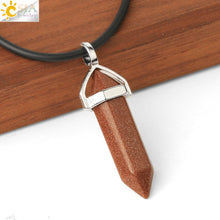 Carica l&#39;immagine nel visualizzatore di Gallery, Real Raw Pink Purple Gem Crystal Necklace Hexagonal Bullet Reiki Chakra Natural Stone Necklace Pendant Women Jewelry E056