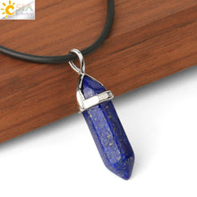 Carica l&#39;immagine nel visualizzatore di Gallery, Real Raw Pink Purple Gem Crystal Necklace Hexagonal Bullet Reiki Chakra Natural Stone Necklace Pendant Women Jewelry E056