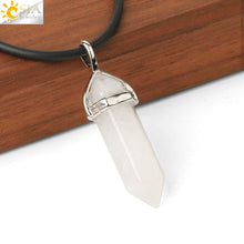 Carica l&#39;immagine nel visualizzatore di Gallery, Real Raw Pink Purple Gem Crystal Necklace Hexagonal Bullet Reiki Chakra Natural Stone Necklace Pendant Women Jewelry E056