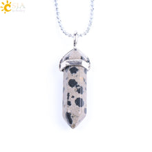 Carica l&#39;immagine nel visualizzatore di Gallery, Real Raw Pink Purple Gem Crystal Necklace Hexagonal Bullet Reiki Chakra Natural Stone Necklace Pendant Women Jewelry E056