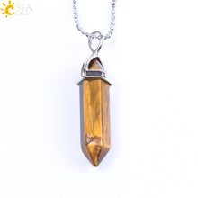 Carica l&#39;immagine nel visualizzatore di Gallery, Real Raw Pink Purple Gem Crystal Necklace Hexagonal Bullet Reiki Chakra Natural Stone Necklace Pendant Women Jewelry E056