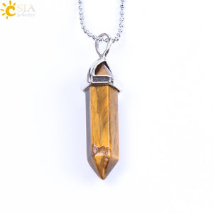 Real Raw Pink Purple Gem Crystal Necklace Hexagonal Bullet Reiki Chakra Natural Stone Necklace Pendant Women Jewelry E056