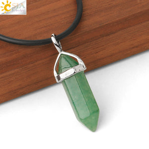 Real Raw Pink Purple Gem Crystal Necklace Hexagonal Bullet Reiki Chakra Natural Stone Necklace Pendant Women Jewelry E056