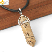 Carica l&#39;immagine nel visualizzatore di Gallery, Real Raw Pink Purple Gem Crystal Necklace Hexagonal Bullet Reiki Chakra Natural Stone Necklace Pendant Women Jewelry E056