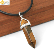 Carica l&#39;immagine nel visualizzatore di Gallery, Real Raw Pink Purple Gem Crystal Necklace Hexagonal Bullet Reiki Chakra Natural Stone Necklace Pendant Women Jewelry E056