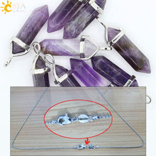 Carica l&#39;immagine nel visualizzatore di Gallery, Real Raw Pink Purple Gem Crystal Necklace Hexagonal Bullet Reiki Chakra Natural Stone Necklace Pendant Women Jewelry E056
