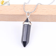 Carica l&#39;immagine nel visualizzatore di Gallery, Real Raw Pink Purple Gem Crystal Necklace Hexagonal Bullet Reiki Chakra Natural Stone Necklace Pendant Women Jewelry E056