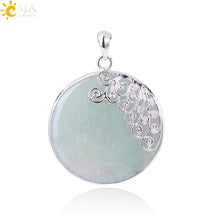 Load image into Gallery viewer, CSJA Reiki Natural Big Round Gem Stone Bead Pink Quartz Necklaces Pendants Flower Charm Women Girl Crystal Bohemian Jewelry E797