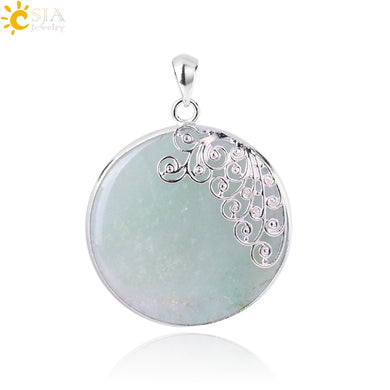 CSJA Reiki Naturale Grande Rotondo Gioiello di Pietra Perlina Quarzo Rosa Collane Pendenti con gemme e perle Fascino Del Fiore Delle Donne Della Ragazza di Cristallo Dei Monili Della Boemia E797 