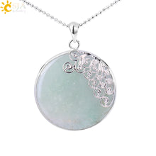 Load image into Gallery viewer, CSJA Reiki Natural Big Round Gem Stone Bead Pink Quartz Necklaces Pendants Flower Charm Women Girl Crystal Bohemian Jewelry E797