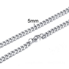 Carica l&#39;immagine nel visualizzatore di Gallery, CUBAN LINK 3 TO 7 MM  STAINLESS STEEL NECKLACE FOR MEN CHOKER JEWELRY