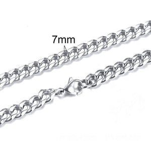 CUBAN LINK 3 TO 7 MM  STAINLESS STEEL NECKLACE FOR MEN CHOKER JEWELRY