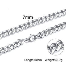 Carica l&#39;immagine nel visualizzatore di Gallery, CUBAN LINK 3 TO 7 MM  STAINLESS STEEL NECKLACE FOR MEN CHOKER JEWELRY