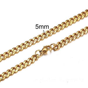 CUBAN LINK 3 TO 7 MM  STAINLESS STEEL NECKLACE FOR MEN CHOKER JEWELRY
