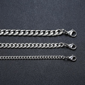 CUBAN LINK 3 TO 7 MM  STAINLESS STEEL NECKLACE FOR MEN CHOKER JEWELRY