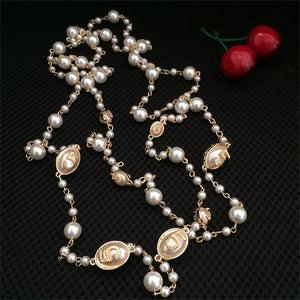 Luxurious Necklace Jewelry Girl Long Pearl Letter 5 Mulity Layers Bijouter CC Style Necklaces Collier femme
