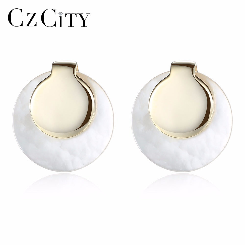 Brand 2018 New popular 925 Sterling Silver Round White Shell Pearl Stud Earrings for Women Daily Wear Silver 925 Jewelry