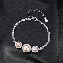 Load image into Gallery viewer, Trendy 925 Sterling Silver Charms Women Love Chain Link Natural Pearl Bracelet Size Adjustable for Lady Bangles Jewelry