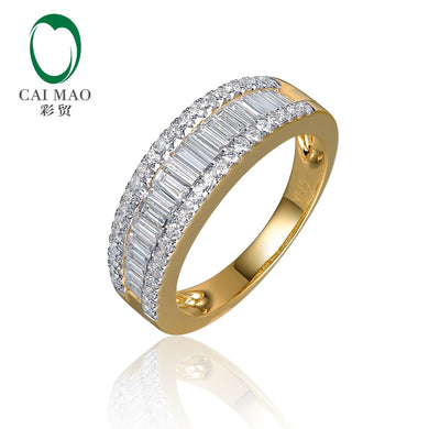 Half Eternity 1.1ctw Natural Round Baguette Diamond 14kt Yellow Gold Engagement Wedding Band Unisex