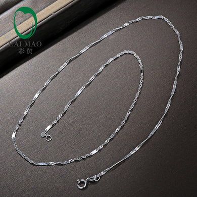 Collana da donna in oro bianco 18kt con catena da 18 circa 45 cm. Il miglior regalo per le donne 
