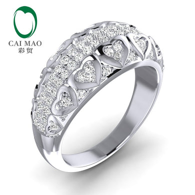 Pave Setting 14k White Gold Heart Cut moissanite Wedding Band Ring Jewelry