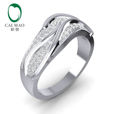 Pave Setting 14k White Gold Moissanite Wedding Band Ring