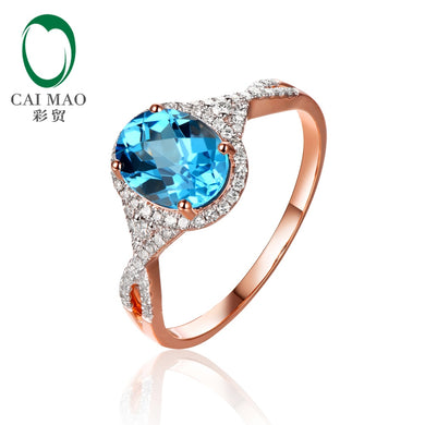 jewelry 2.01ct Natural Topaz and 0.28ct Diamonds 14K Rose Gold Engagement Ring