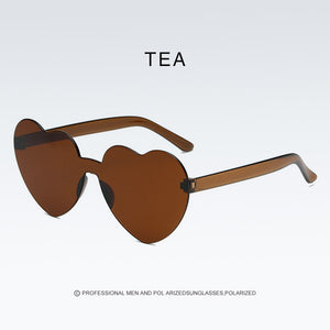 Candy Color Heart-shaped Frameless Woman Sunglasses Dazzling Color Transparent Polarized Lens Trend Personality Girl Sunglasses