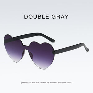 Candy Color Heart-shaped Frameless Woman Sunglasses Dazzling Color Transparent Polarized Lens Trend Personality Girl Sunglasses